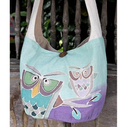Cotton 'Owl Sisters' Sling Handbag (Thailand)