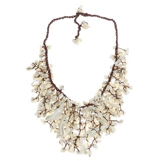 Handmade Natural White Mother of Pearl Waterfall Bib Necklace (Thailand)