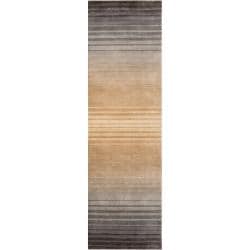 Hand-crafted Brown/Grey Ombre Casual Burger Wool Rug (2'6 x 8')