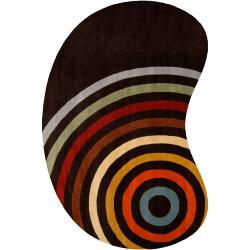 Hand-tufted Black Contemporary Multi Colored Circles Arnott Wool Geometric Rug (8' x 10' Kidney)