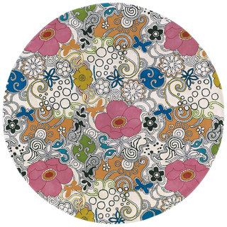 Hand-tufted Contemporary Multi Colored Floral Chanute New Zealand Wool Rug (5'9 Round)