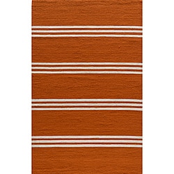 South Beach Indoor/Outdoor Orange Stripes Rug (2' x 3')