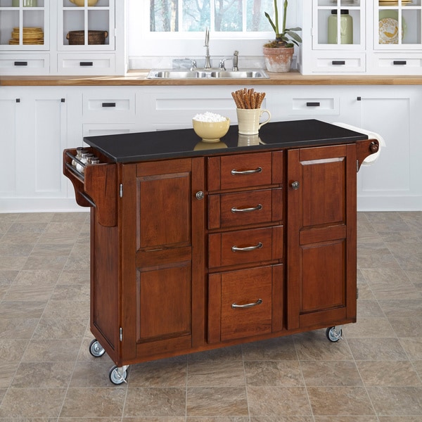 Cherry Finish Black Granite Top Create-a-Cart by Home Styles
