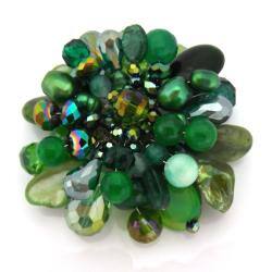 Green Blossoming Lotus Aventurine Stone Floral Pin/Brooch (Thailand)