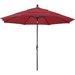 California Umbrella 11' Rd. Aluminum Market Umbrella, Crank Lift, Collar Tilt, Dbl Wind Vent, Bronze Finish, Pacifica Fabric