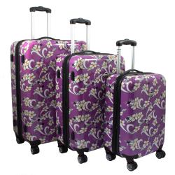 Purple Tropical Flower 3-piece Lightweight Expandable Hardside Spinner Luggage Set