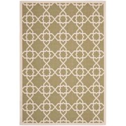 Safavieh Contemporary Poolside Green/Beige Indoor/Outdoor Rug (5'3" x 7'7")