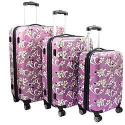 Pink Tropical Flower 3-piece Lightweight Expandable Hardside Spinner Luggage Set