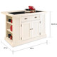 Distressed White Board Kitchen Island with Drop-leaf Breakfast Bar - Thumbnail 1