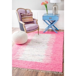 nuLOOM Handmade Mona Kilim Flatweave Pink Cotton Rug (4' x 6')