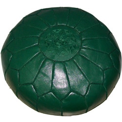 Moroccan Contemporary Leather Ottoman Green (Morocco)