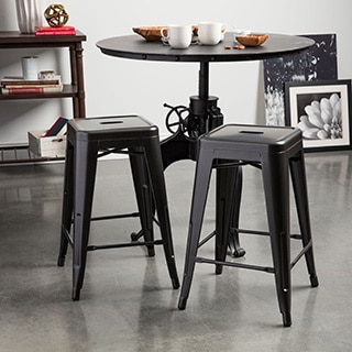 Tabouret 24-inch Charcoal Grey Metal Counter Stools (Set of 2)