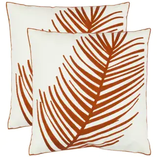 Safavieh Fern 18-inch White Decorative Pillows (Set of 2)
