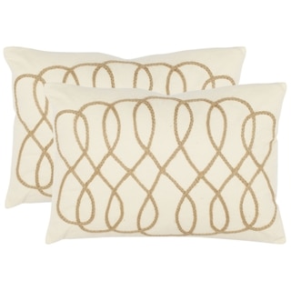 Safavieh Frieze 13-inch x 19-inch White Decorative Pillows (Set of 2)