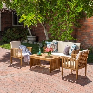 Carolina 4-piece Outdoor Acacia Sofa Set by Christopher Knight Home