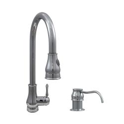 Dyconn Faucet 18" Modern Kitchen Polished Chrome Pull-Out Faucet With Soap Dispenser