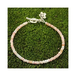 Silver 'Blossoming Hope' Pink Opal Bracelet (Thailand)