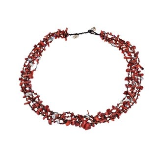 Handmade Royal Red Five-Layer Beauty Cotton Rope Necklace (Thailand)