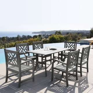 Renaissance Hardwood 7-piece Rectangular Table and Armchair Outdoor Dining Set