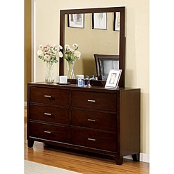 Furniture of America 'Sunjan' Brown Cherry Dresser with Mirror