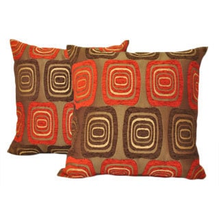 Sherry Kline 18-inch Retro Red Brown Pillows (Set of 2)