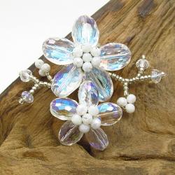 Clear Luster Crystal Blooming Floral Love Pin-Brooch (Thailand)