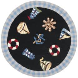 Safavieh Hand-hooked Nautical Black Wool Rug (5'6 Round)