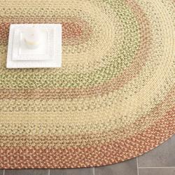 Safavieh Hand-woven Reversible Rust/ Ivory Braided Rug (9' x 12' Oval)