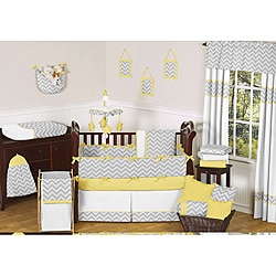 Sweet Jojo Designs Grey and Yellow Zig Zag 9-piece Crib Bedding Set