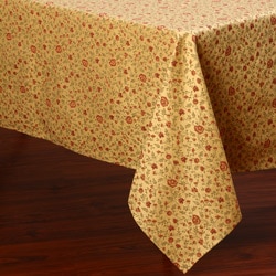 Corona Decor Lemon, Red, and Green Floral Design 50 x 90-inch Italian Heavy Weight Tablecloth