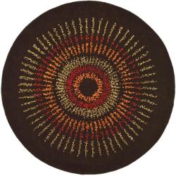 Safavieh Handmade Deco Explosions Brown/ Multi N. Z. Wool Rug (8' Round)