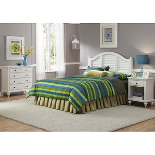 Bermuda Brushed White Queen Headboard, Nightstand, and Chest Bedroom Set by Home Styles