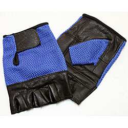 Defender Blue Medium Leather Fingerless Gloves