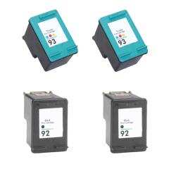 Hewlett Packard 92/93 Black and Color Ink Cartridge (Pack of 4) (Remanufactured)