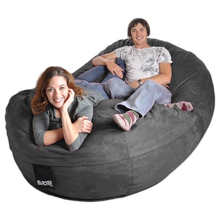 Oval 8 ft. Charcoal Grey Microsuede and Memory Foam Bean Bag