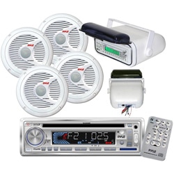 Pyle In-Dash Marine CD/MP3/USB/SD Player with Stereo Housing and 4 x 6.5'' Speakers
