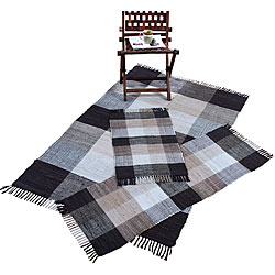 Handwoven Chindi Beige Cotton Accent Rugs (Set of 3)