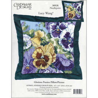 Glorious Pansies Needlepoint Kit-14"X14" 14 Mesh Stitched In Floss