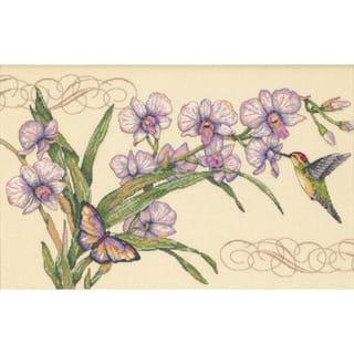 Orchids & Hummingbirds Counted Cross Stitch Kit-14"X9"