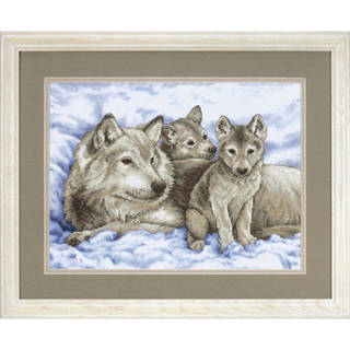 Mother Wolf And Pups Stamped Cross Stitch Kit-16"X12"