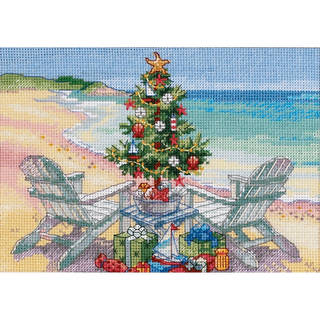 Gold Collection Petite Christmas On The Beach Counted Cross -7"X5"