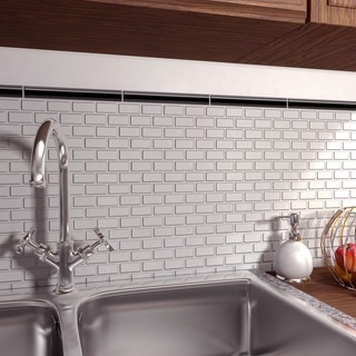 SomerTile 11.75x11.75-inch Victorian Subway Matte White Porcelain Mosaic Floor and Wall Tile (Case o