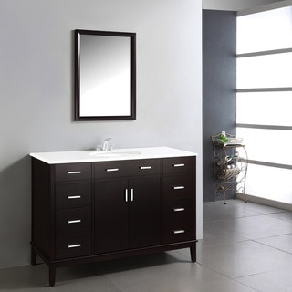 WYNDENHALL Oxford Dark Espresso Brown 48-inch Bathroom Vanity with White Quartz Marble Top