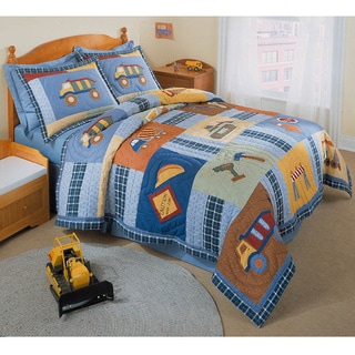 Construction Zone Applique Embellished 3-piece Quilt Set