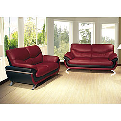 Alicia Red/ Black Two-tone Modern Sofa and Loveseat Set
