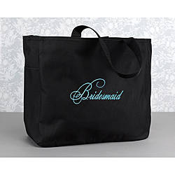 Hortense B. Hewitt Bridesmaid Flourish Black Polyester Tote Bag