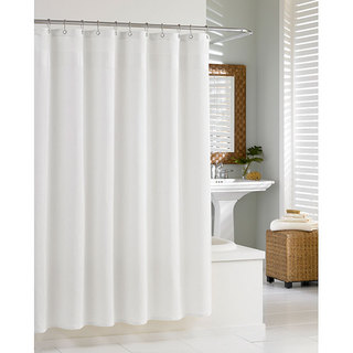 Waffle White Cotton Shower Curtain