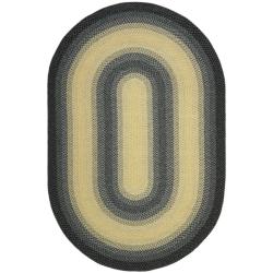 Safavieh Hand-woven Reversible Yellow/ Black Braided Rug (9' x 12' Oval)
