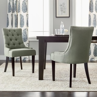 Safavieh En Vogue Dining Abby Grey Linen Nailhead Side Chairs (Set of 2)