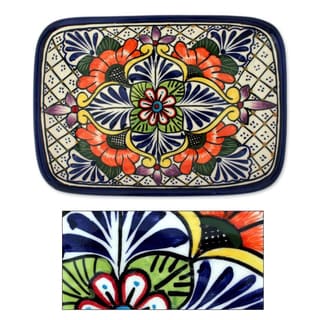 Handcrafted Ceramic 'Regal Flora' Talavera Serving Plate (Mexico)